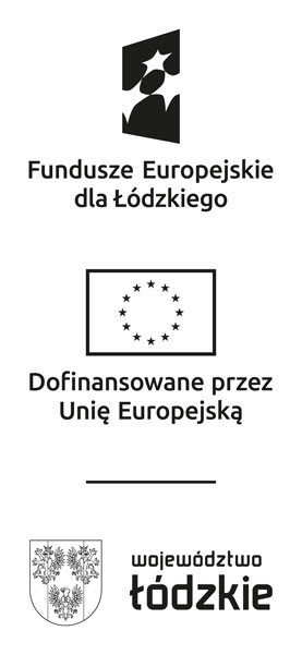 Zestawienie znaków dla Programu Regionalnego Województwa Łódzkiego wersja pionowa achromatyczna
